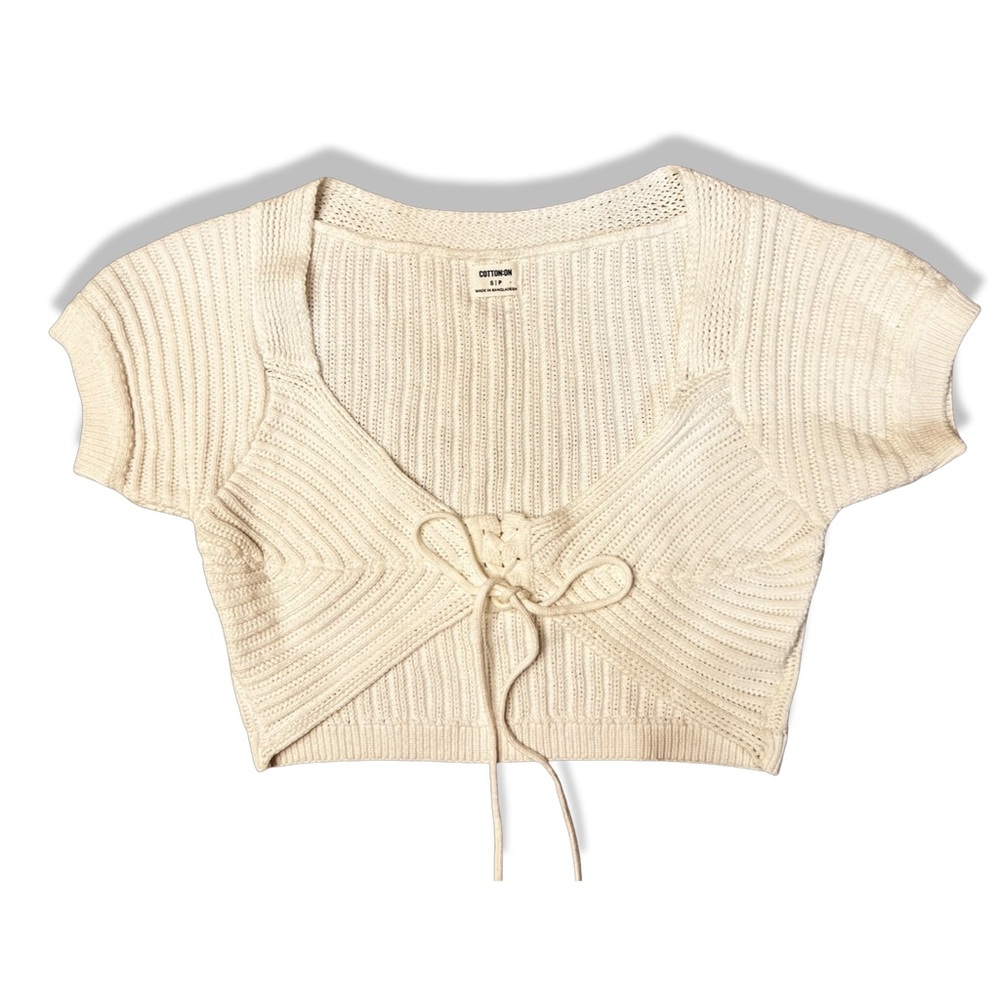 Cotton On Beige Knit Tie-Front Blouse